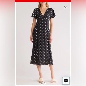 Madewell dress size 0 NWT flutter sleeve v neck midi dress in polka dot